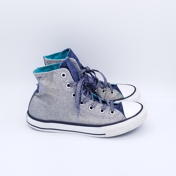 Converse Other - Converse All Star Chuck Taylor Hi Glitter Youth Athletic Sneakers Silver Size 2